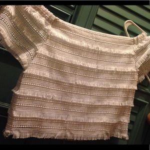 white off the shoulder lace top